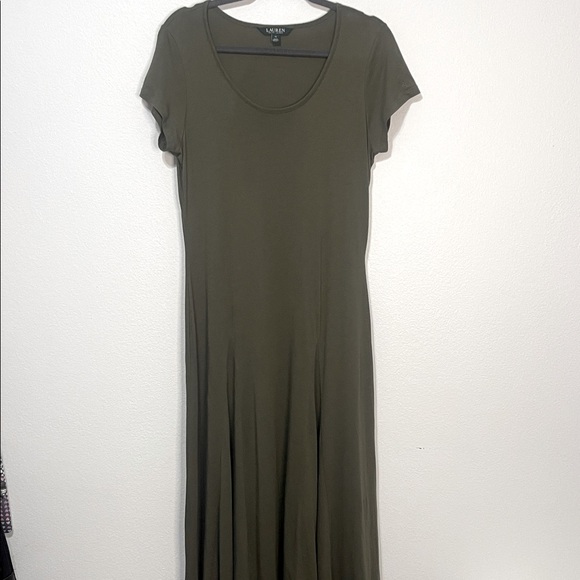Lauren Ralph Lauren Dresses & Skirts - Lauren Ralph Lauren Maxi T-Shirt Dress Olive Size XL PTP 18”-20” Length 54” EUC